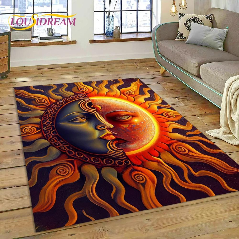 Sun Moon Mandala Magic Witchcraft Tarot Carpet Rug for Home Living Room Bedroom Sofa Doormat Decor,Area Rug Non-slip Floor Mat
