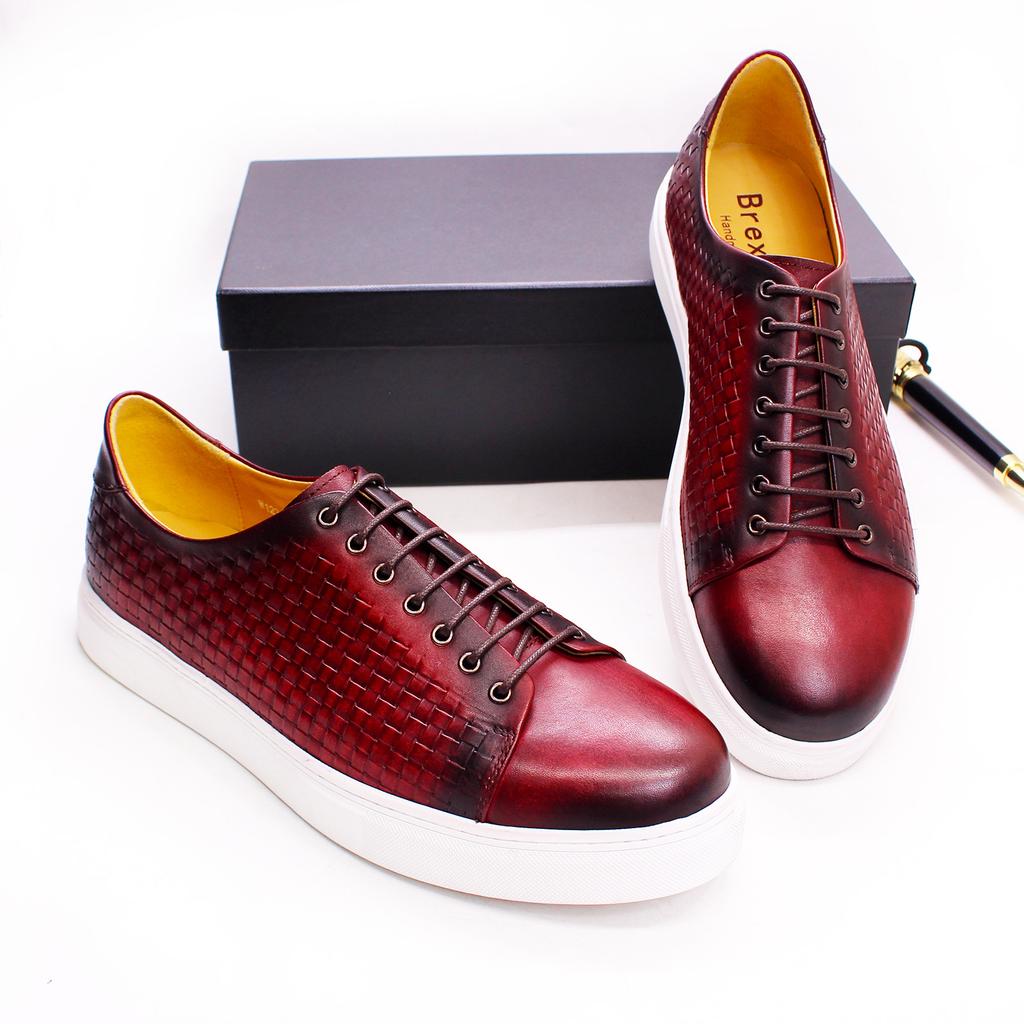 Leather Shoes Men'S Red Blue Fish Pattern Embossed Comfortable Casual Leather Shoes Leather Banquet Party Daily Versatile Men'S Shoes
