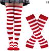 Y2K Women Girls Over Knee Long Stripe Printed Thigh High Cotton Socks Arm Sleeve Gloves 1 Set Overknee Socks Long Gloves 2024