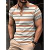 Summer Men's Short Clothes Sleeved Lapel 3D Digital Printed Striped Polo Shirt Man's Business Casual Top Clothes Oversized