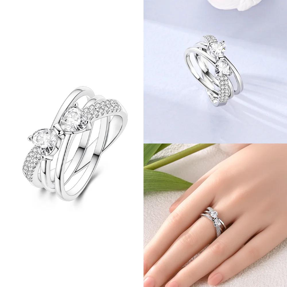 

Authentic Original Pink Zircon Heart Bow Ring Copper Metal Women s Accessories High Quality Fine Jewelry Valentine s Day High Quality Fine Ring Gifts 6