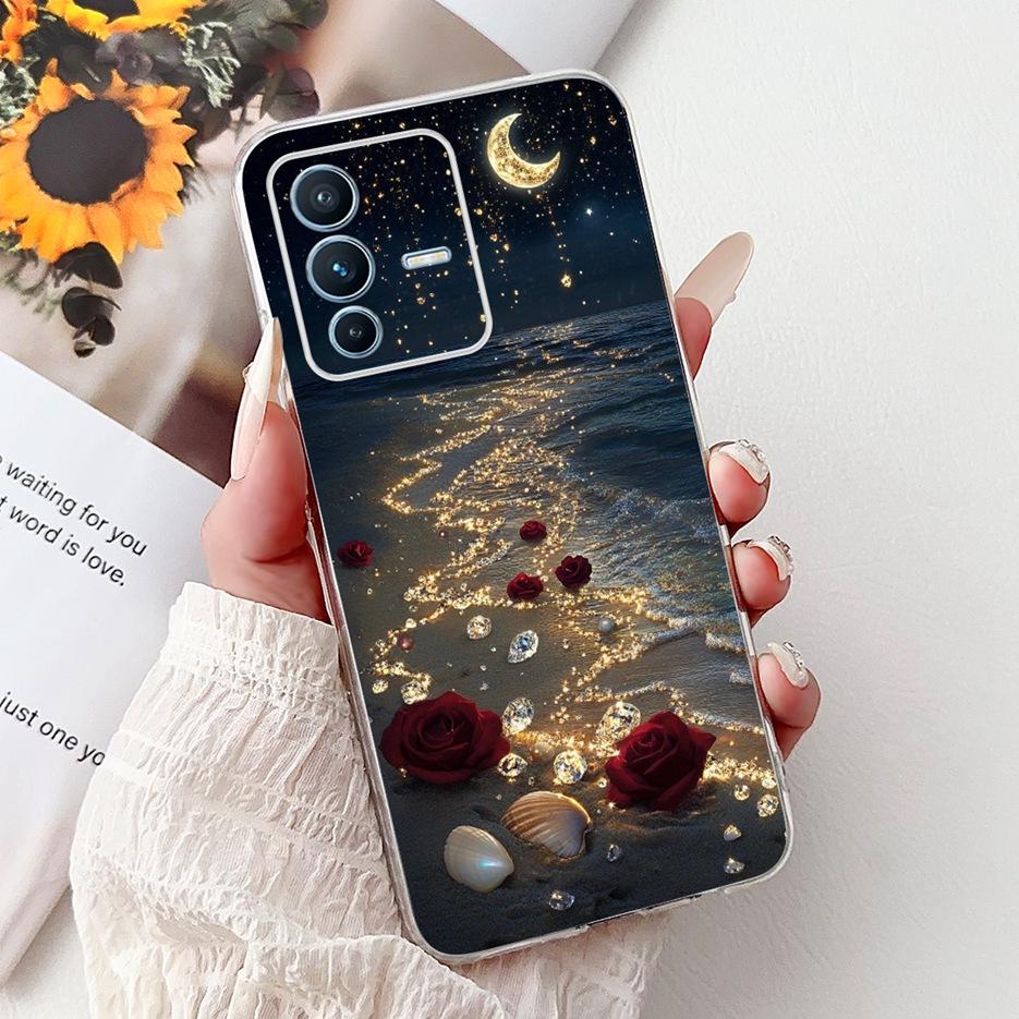 For Vivo V23 Pro Case V2132 Cute Love Heart Painted Cover Soft Slim Phone Case For Vivo V23e V 23 Pro VivoV23 5G Back Cover Bags