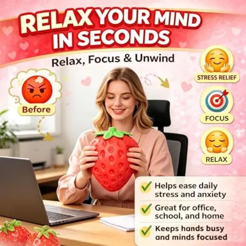 Jouet Fraise Squishy Géant, Balle Anti-Stress Sensorielle Fidget à Rebond Lent Extra Large, Jouet Fruit Sensoriel de Soulagement du Stress Cadeau pour Adultes