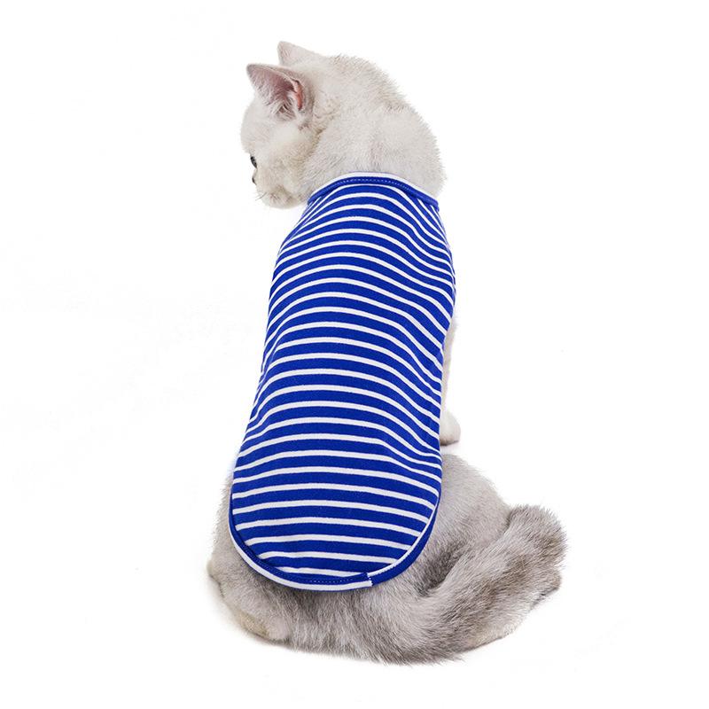Spring and summer new cat clothes dog striped T-shirt beauty short cat clothes pet bottoming shirt manufacturer short sleeve