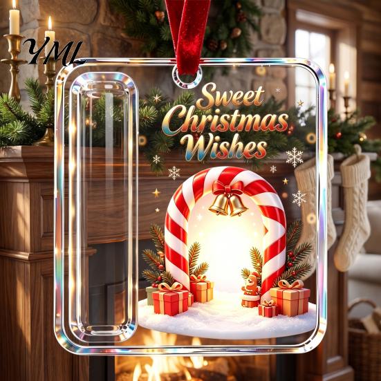 Reusable Christmas Gift Pendant Acrylic Money Holder Ornament, Cash Hanging Decor with Tree Ornament Festive Pattern, for Surprise Giving, Holiday