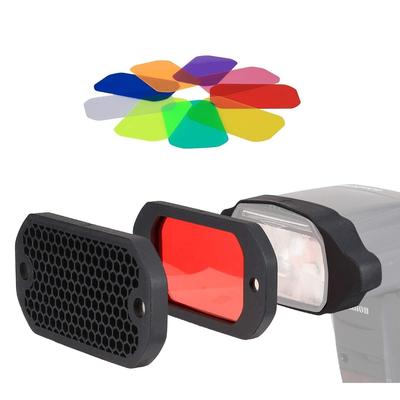 PHOLSY Honeycomb Grid Universal Flash Gel Lighting Filter Kit Color Correction for and Yongnuo Camera Flashes Canon, Nikon, Sony, Godox,