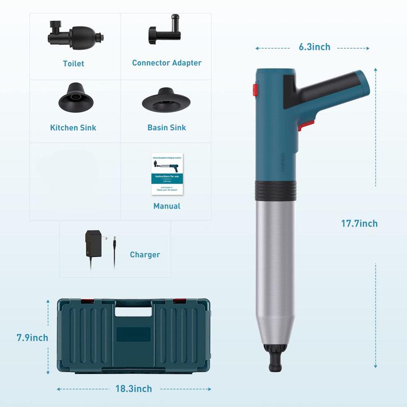 Sewer Piping Unclogging Machine Toilet Plunger Pipe Electric Dredge Tools Sewer Blockage Drain Cleaner Household Lithium Battery