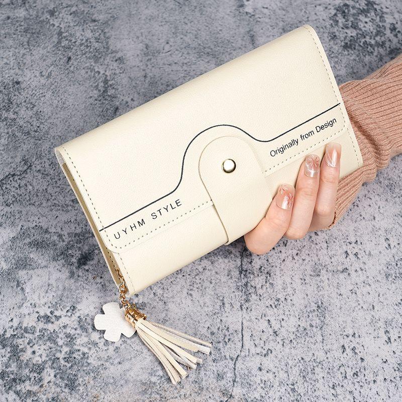 Ins Style Wallet Women's Long 30% Folding Student Clutch Bag High Color Value