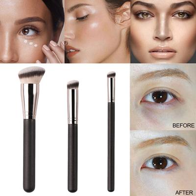 3Pcs Women Makeup Brush with Long Handle Portable Travel Professional Slanted Top Synthetic Soft Bristles Foundations Concealer Blending Cosmetic
