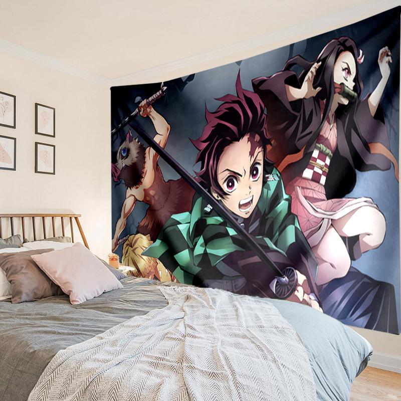 Demon Anime Group Tapestry, Unique Design Tapestry, Wall Decor for Bedroom,Livingroom, Playroom,Heartwarming Fan Holiday Gifts
