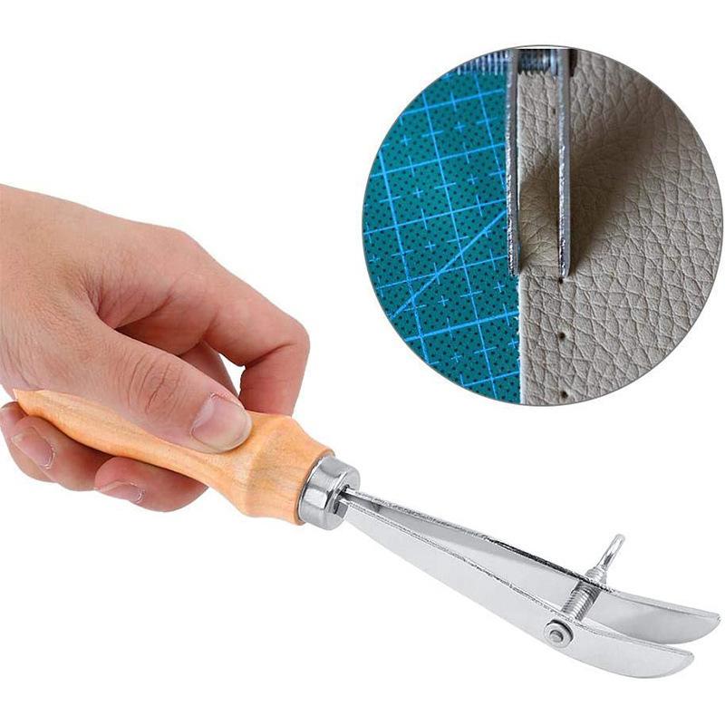 Verstellbarer Lederkanten-Falzwerkzeug Craft-Nut-Meißel DIY-Lederhandwerkswerkzeug Naht-Crimpwerkzeug Schlitz-Falzwerkzeug Holzgriff