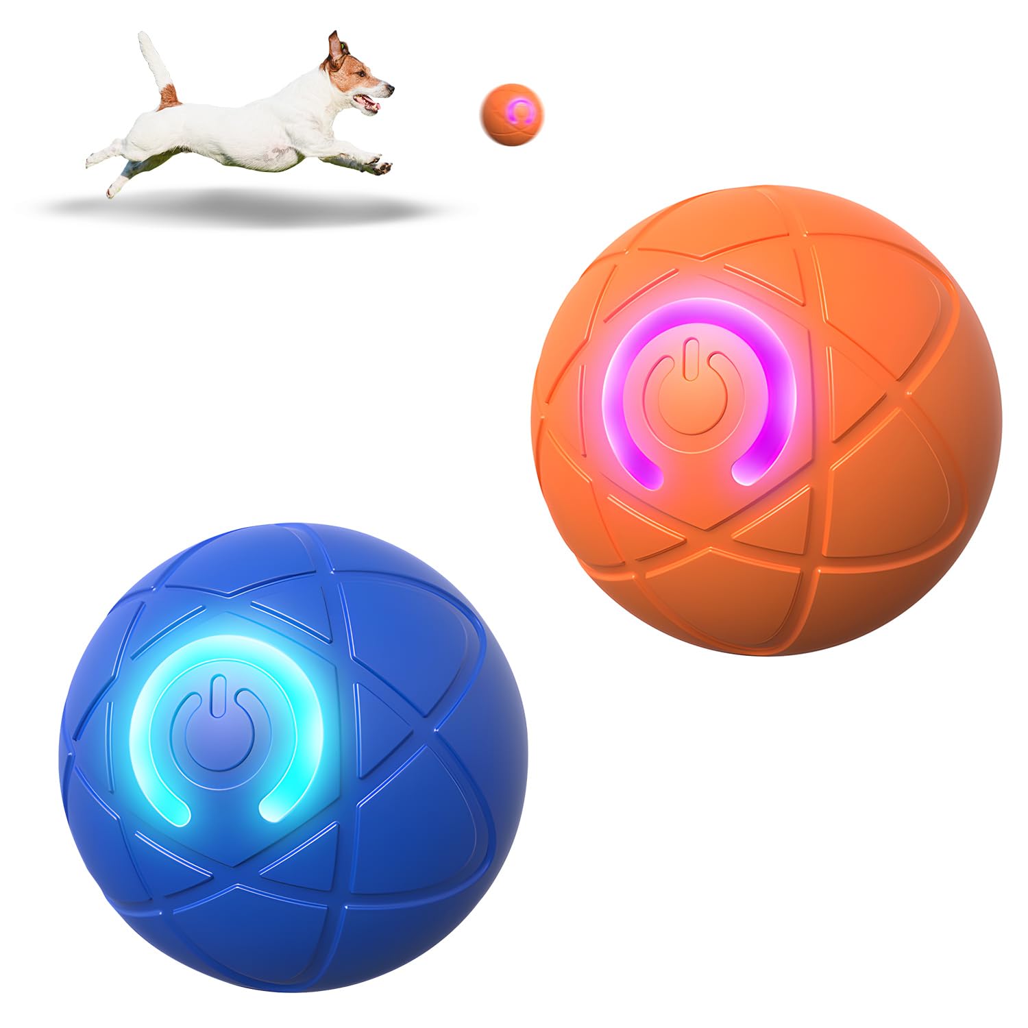 

2pcs Interactive Dog Ball Toy – Rechargeable LED Self-Moving Motion-Activated Pet Toy Chew-Resistant TPU for Small Dogs Cats білий