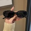 New Fashion Vintage Sunglasses Woman Brand Designer Oval Mirror Sun Glasses Female Black Frame Eyewear UV400