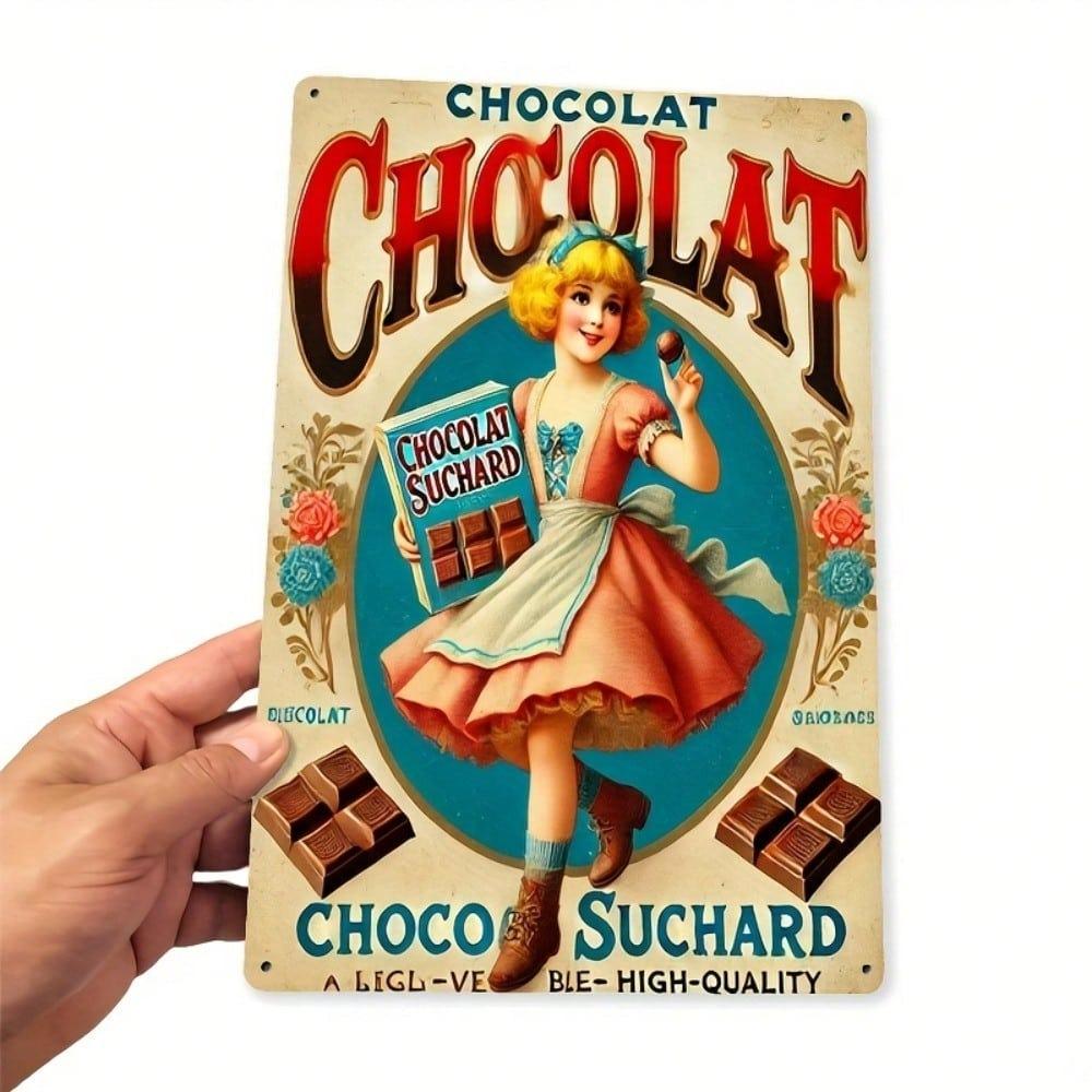 Vintage Chocolate Tin Sign Suchard Retro Metal Wall Art Kitchen Bar Decor
