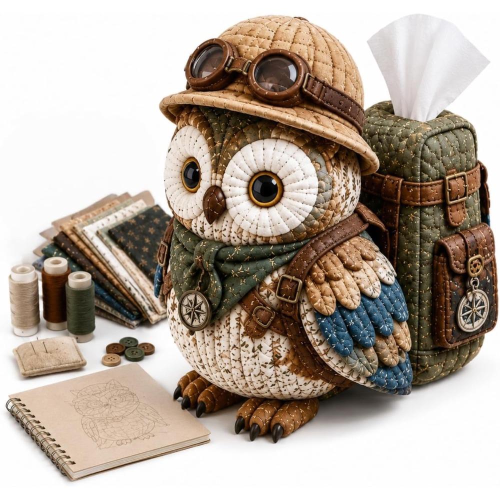 Quilted Quilted Tissue Box Owl Shape Patchwork Animal Kit New DIY Sewing Kit Craft Project