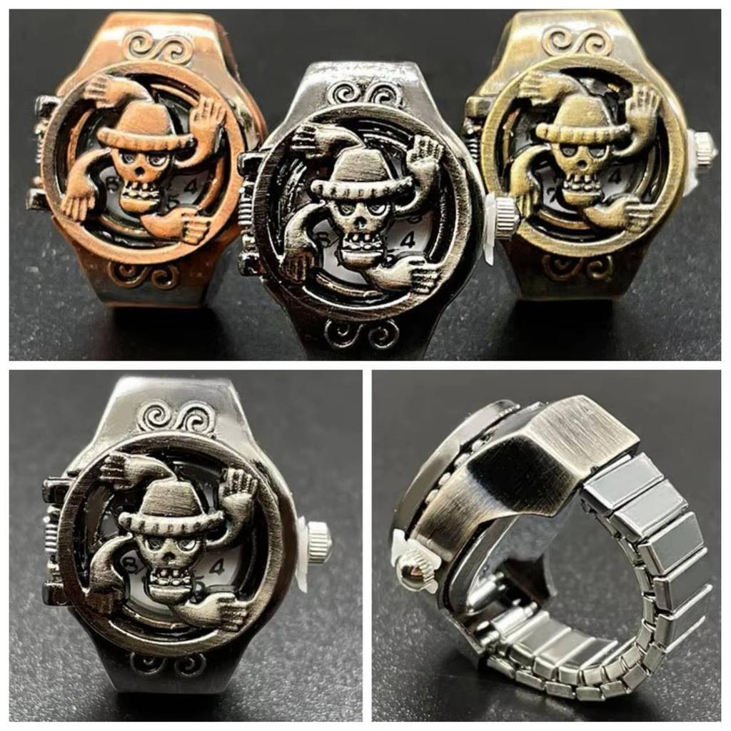 Luffy Franky Robin Pirate Japan Cartoon Animation Kid Finger Ring Watch Quartz Straw Hat Jewelry Gift Adjustable Silver Bronze Copper