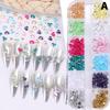 12 Grids 3D Colored Heart Shape Nail Art Charms Transparent Love Heart Resin Stones Jewelry Pearl Decor Manicure