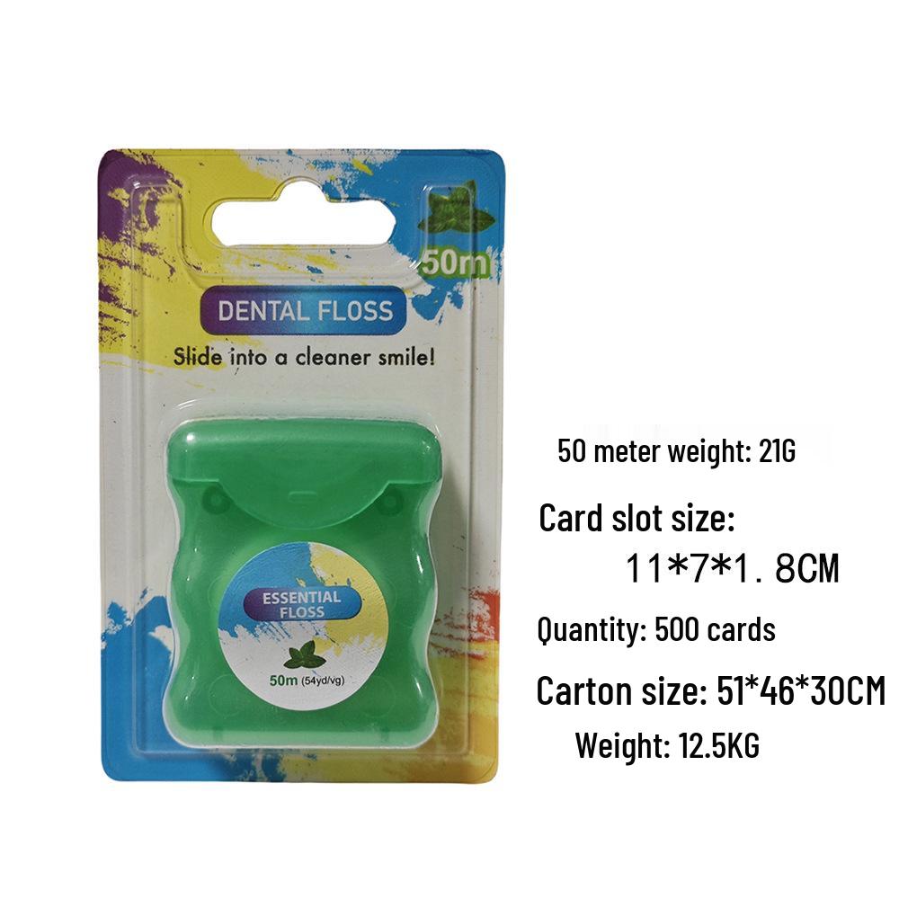 Extra Soft Mint Micro-Waxed Nylon Dental Floss, 50M - Disposable Interdental Cleaner