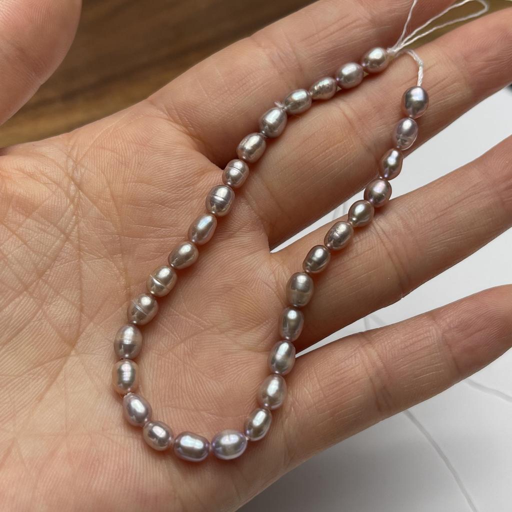 1 sznurek, sztuczna perła fioletowa 4-5mm, modne ręcznie robione koraliki ryżowe do wyrobu biżuterii DIY naszyjnik, bransoletka, akcesoria na kostkę rzemiosło luzem prezent 18cm