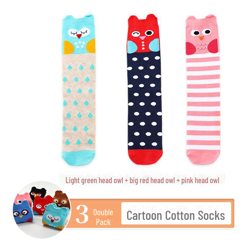 Kids' Cute Cartoon Knee-High Socks for Spring & Autumn - Mid-Tube, Long Pile Socks for Girls & Babies