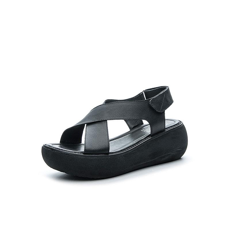 

Модные GKTINOO Модные Женские Сандалии Ручной Работы 2025 Летняя Обувь Натуральная Кожа Сандалии на Танкетке Женские На Липучке Сандалии на Платформе 9