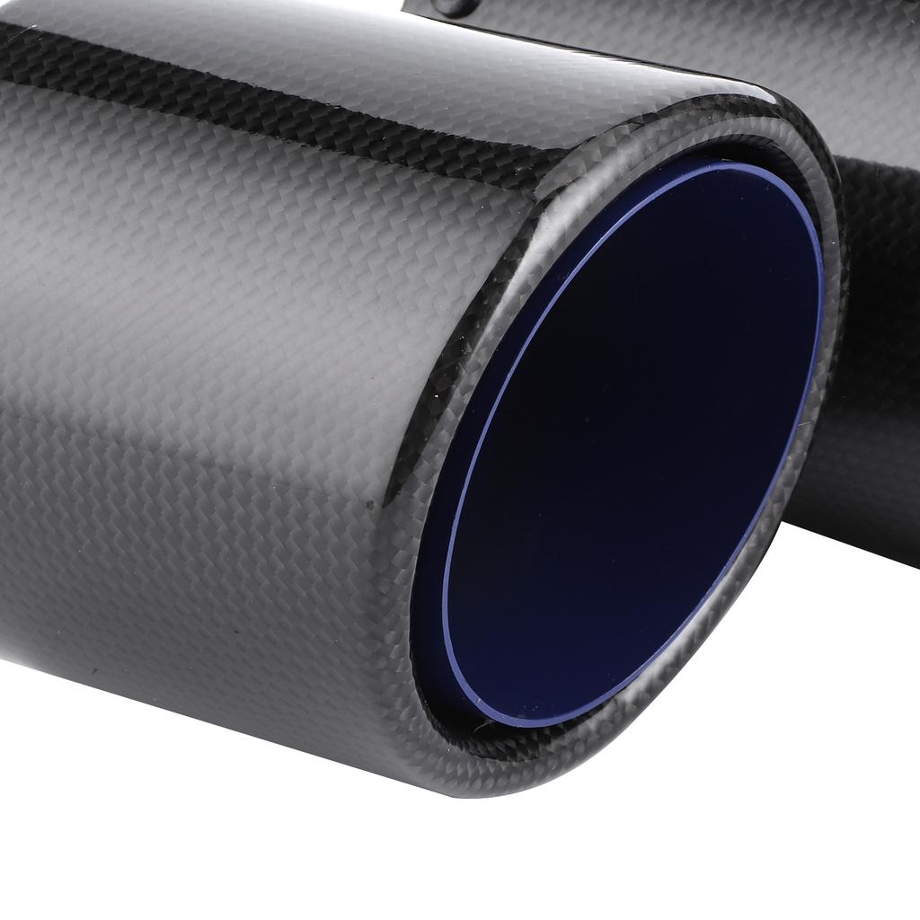 Glossy Carbon Fiber Tail Throat Exhaust End Y shaped Dual Outlet Left Side Mounting Universal for Car