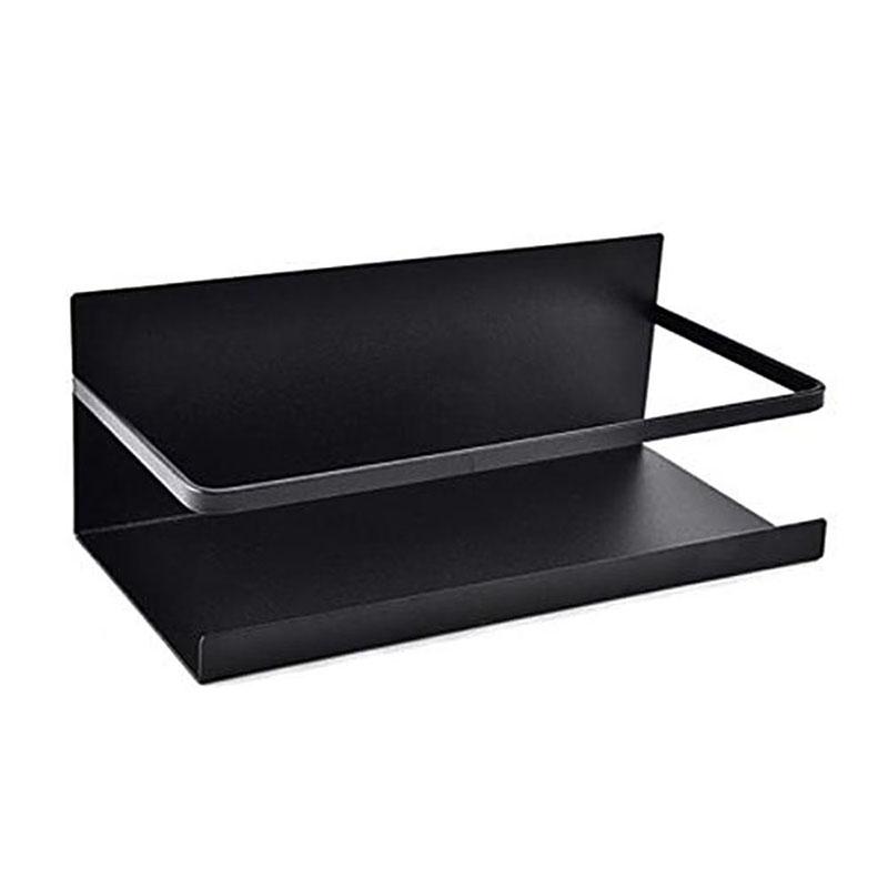 Magnetic Refrigerator Spice Jar Rack Side Mounted Organizer Large Capacity Metal Kitchen Storage No Drilling Required чёрный