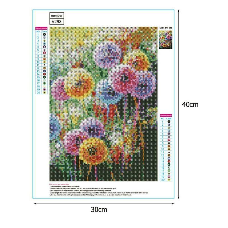 D DIY Diamond Painting Dandelion Diamond Embroidery Cross Stitch Flowers Diamond Mosaic Full Layout Home Decoration
