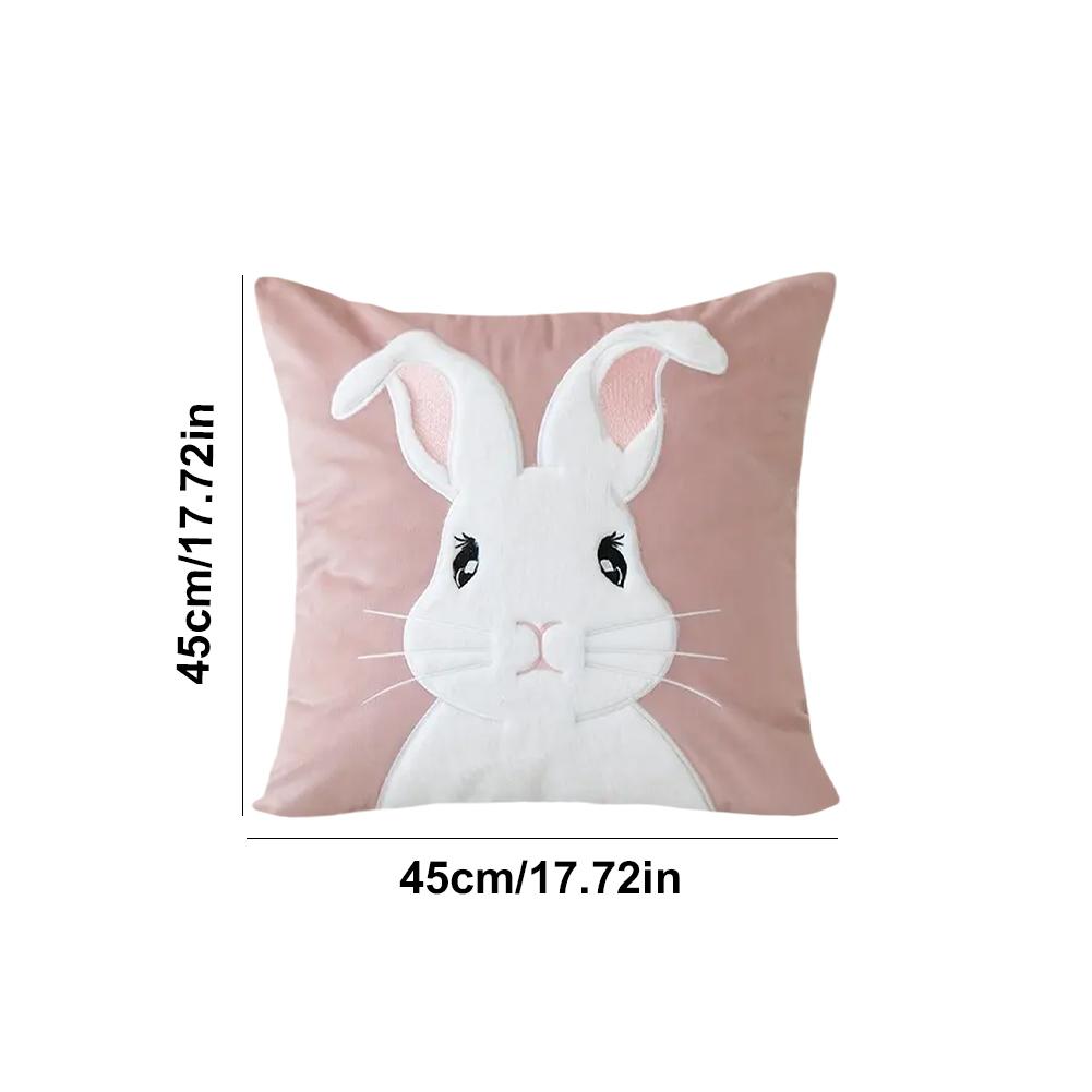 Easter Bunny Pillow Cover 45x45cm Plush Rabbit Pillow Case Happy Easter Decoration Pillowcase for Home Decor Sofa Cushion Cover