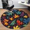 1pc Autumn Leaves Office Round Area Rug, Indoor Mat Suitable ForOffice, Under Office Chairs Bedroom Living Room Home Decor, D121