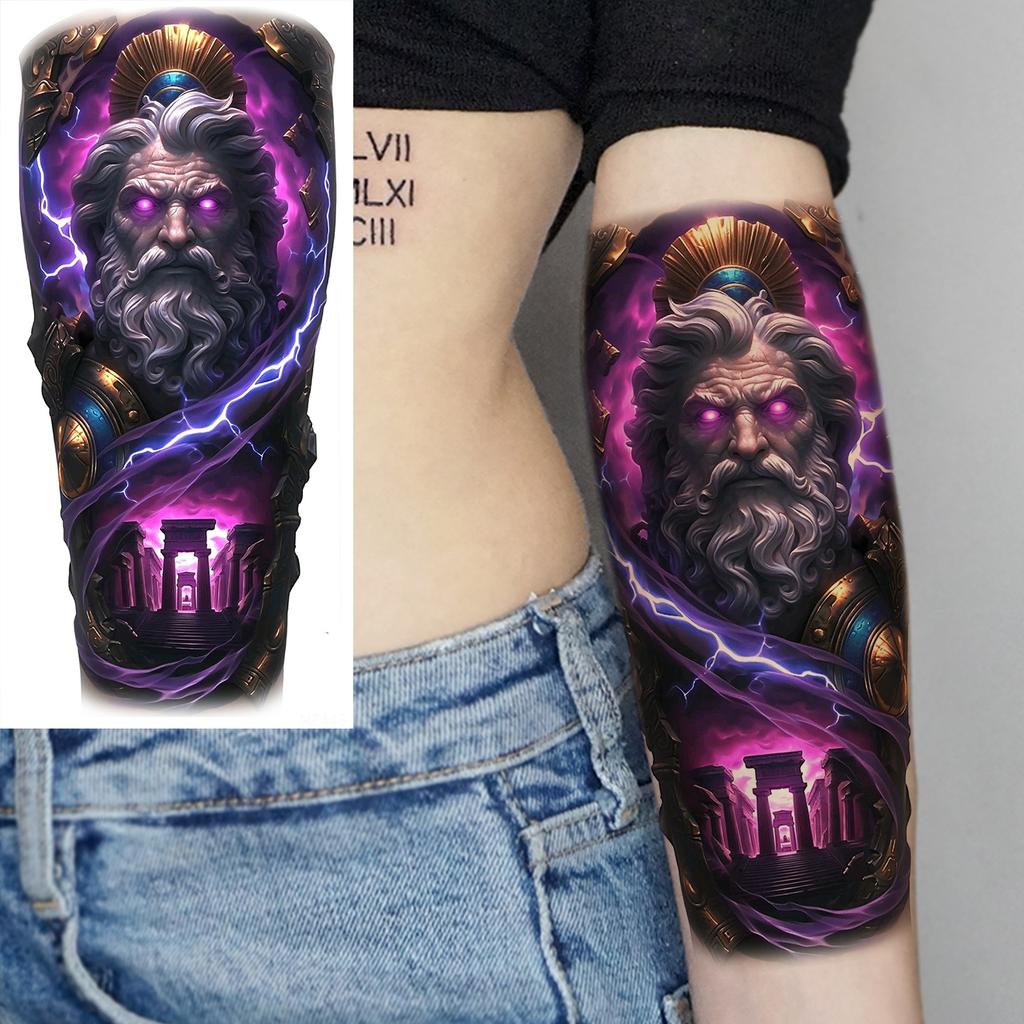 1 Sheet Watercolor Wolf Lion Pirate Ship Tiger Eagle Temporary Tattoos For Men Adults Water Transfer Fake Temp Tattoo Body Art