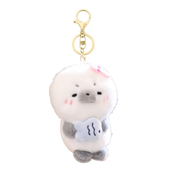 Cute Dress Up Seal Plush Keychain, Small Stuffed Animal Otter Pendant for Bag Backpack Purse, Kawaii Key Ring Charm, Gift for Girls Women