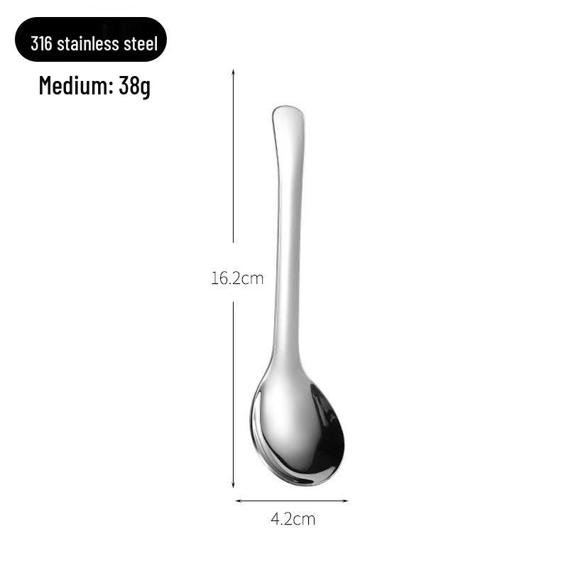 316 Stainless Steel Children's Deepened Round Spoon - Ideal for Soup, Eating, and Dessert.
