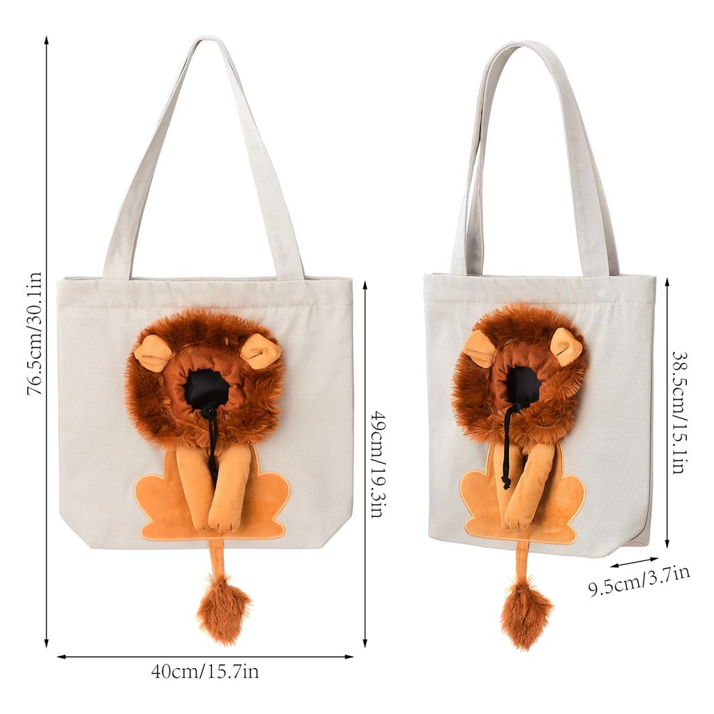 Küçük Aslan Omuz Çantası Kediler ve Köpekler Küçük Evcil Hayvanlar Tuval Çantadan Dışarı Evcil Hayvan Çantası XL
