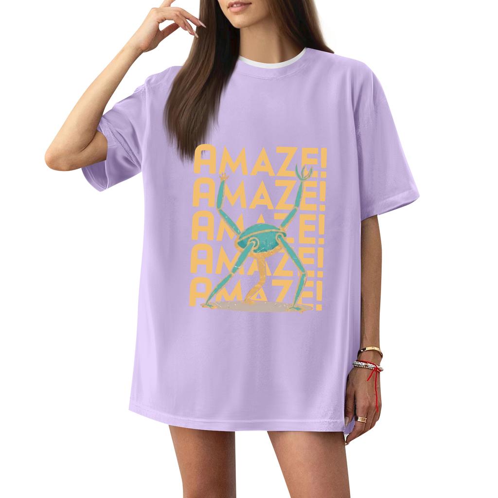 Women's Casual Printed T-Shirt Round Neck Pullover Short Sleeve Top