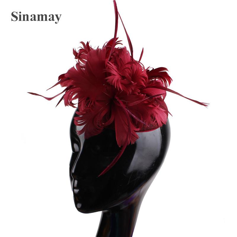 White Top Hat Explosive Linen Banquet Sweet Top Hat Bride Feather Hairpin Europe And America