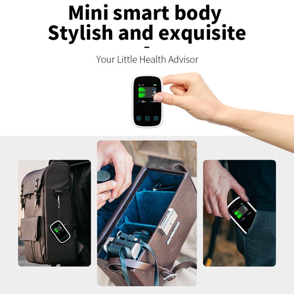 Mini CO Detector Portable Carbon Monoxide Tester Rechargeable Multifunctional Air Quality Monitor Temperature and Humidity Meter