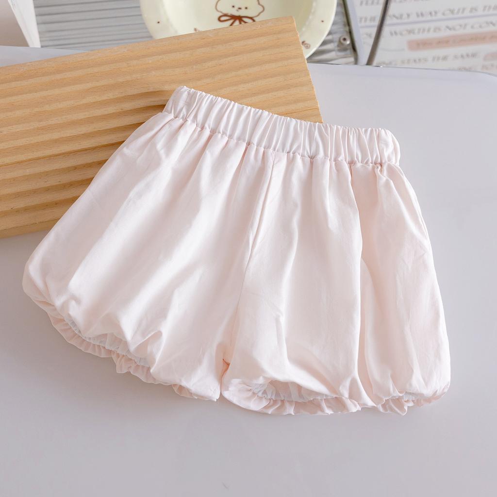 Girls Summer Cartoon Print Ruffle Sweet Top And Solid Shorts Cute Two Piece Set