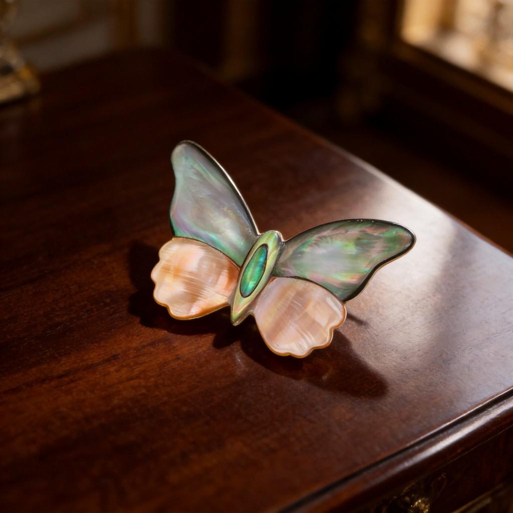Shell Butterfly Brooch Handmade Craft With Dual Use For Fashion Accessories