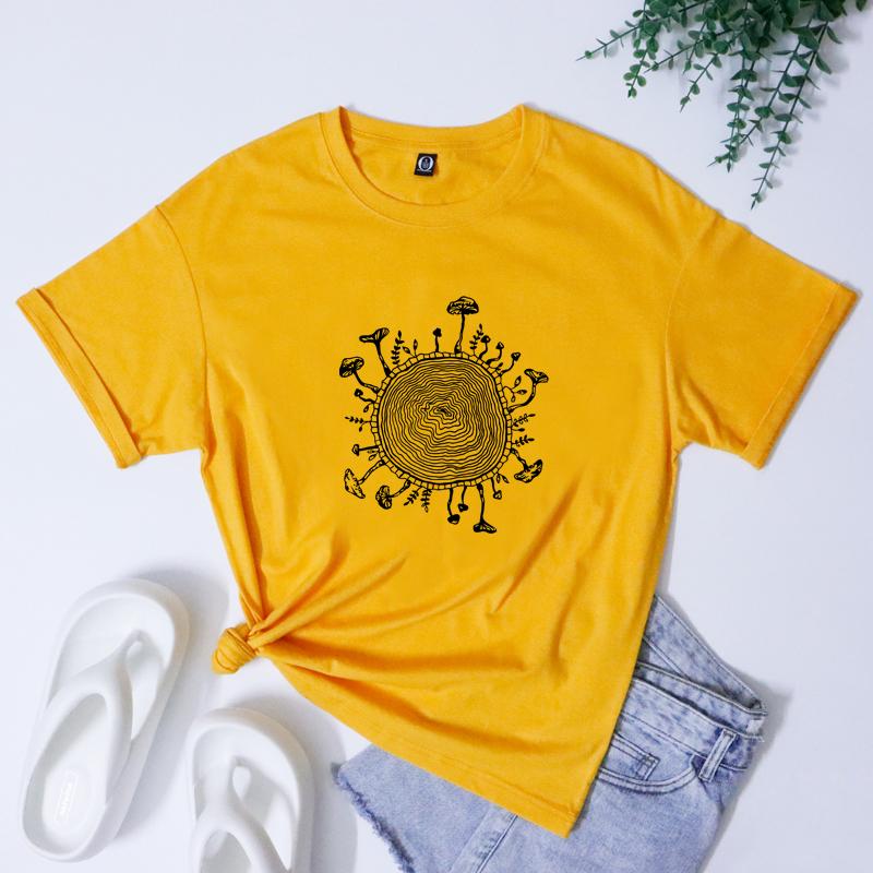 Magic Mushroom Tree Ring Tshirt Aesthetic Unisex Trippy Mushroom Cottagecore Tshirt Vintage Forestcore Cottage Core Top Tee Shir