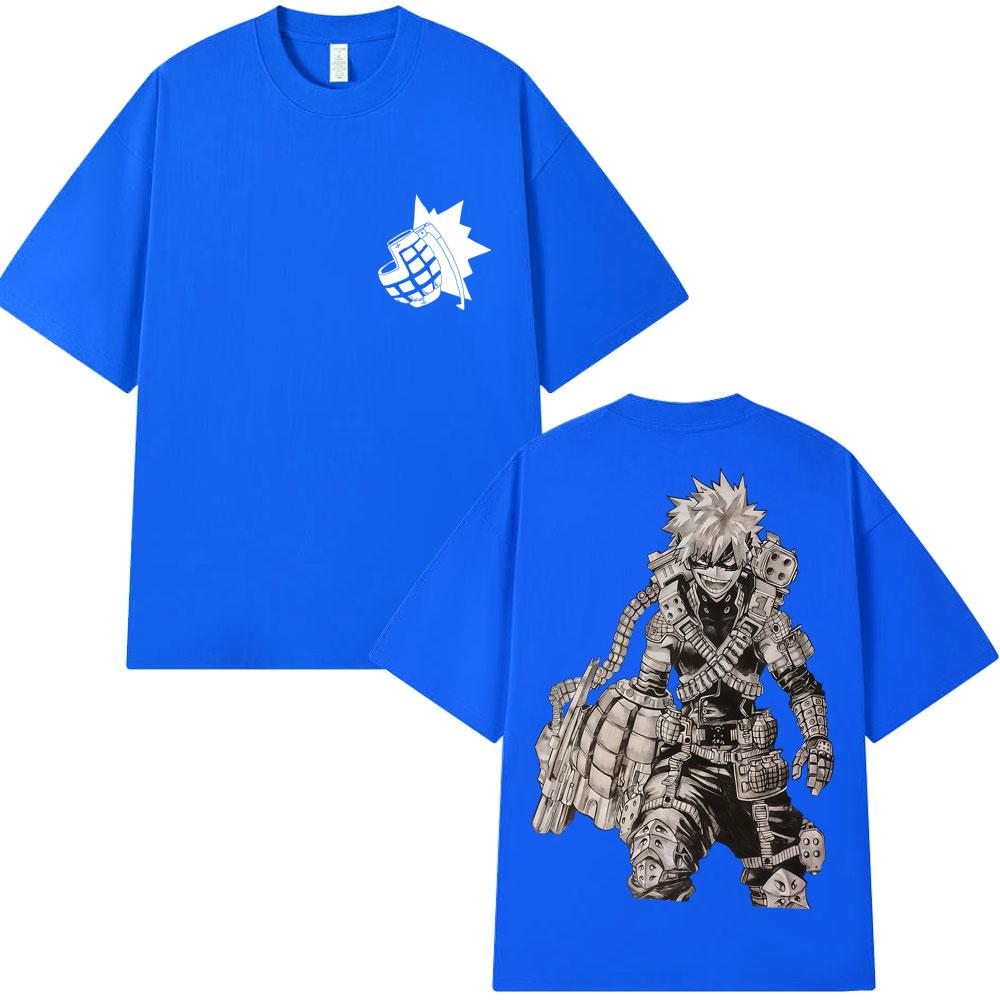 Anime My Hero Academia Katsuki Bakugo T Shirts Men's Harajuku Manga Summer T Shirt Oversized Cotton O-Neck T-shirt