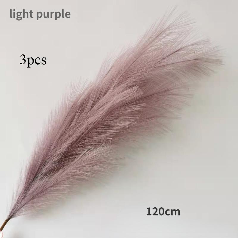 3pcs Large Artificial Pampas Grass 120cm Tall Fluffy Faux Reed Boho Home Wedding Decor Fake Flowers