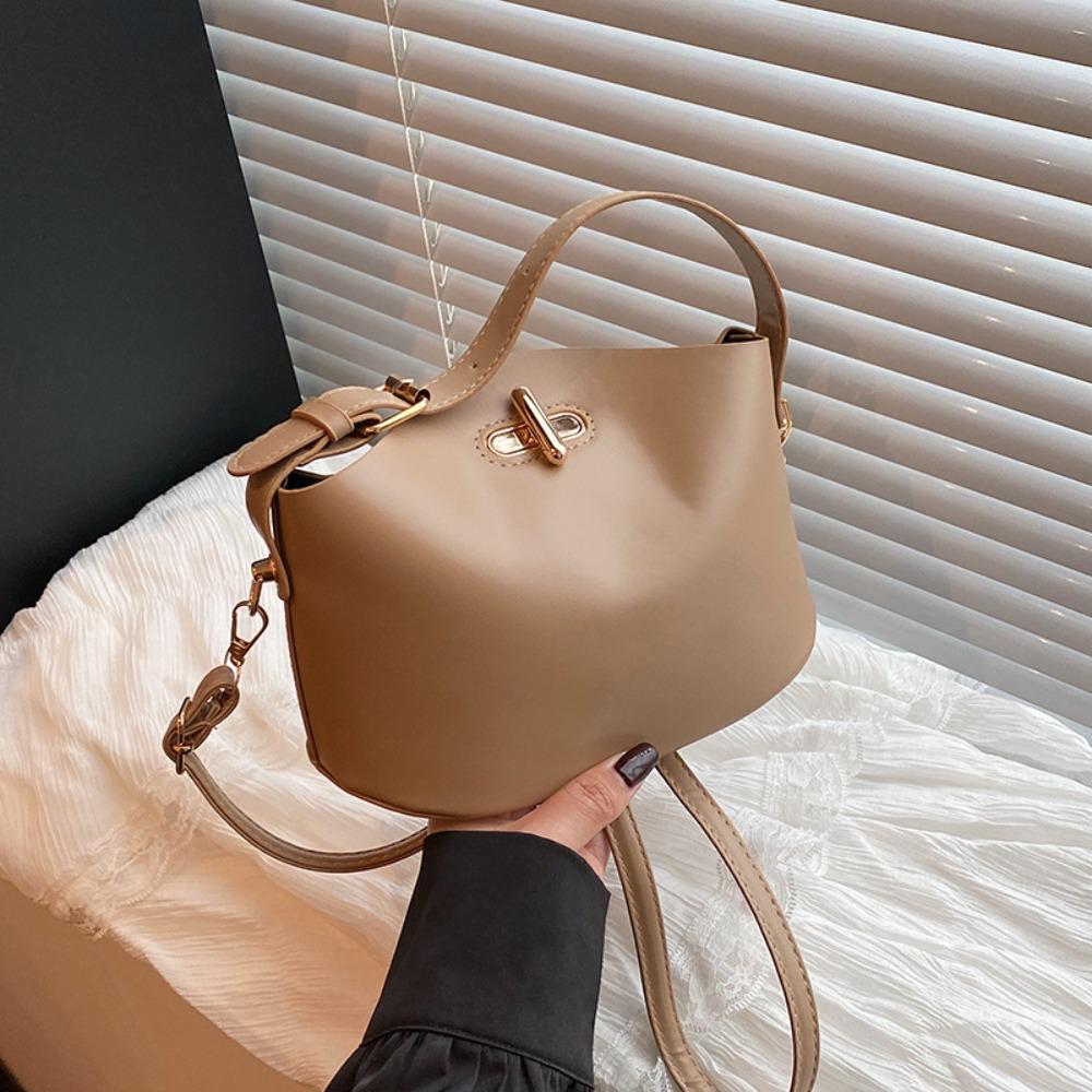 

Soft Shoulder Bag Solid Color Bucket Bag Trendy Women s Bag Daily Use хаки