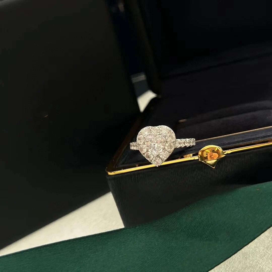 

New 2023 Classic S925 Sliver Hot Famous Brand Anniversary Gifts 3A Zircon Hearts Rings Jewelry For Women Romantic Wedding Party