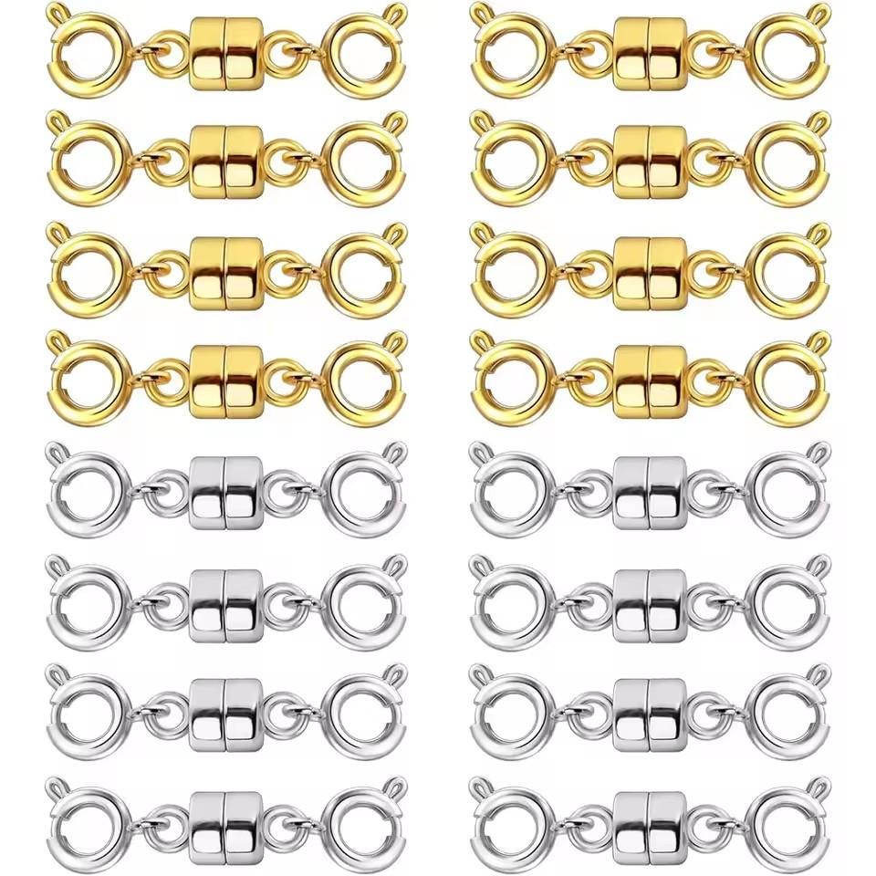 Cierres Magnéticos Dobles para Collares Cierres Chapados en Oro y Plata Cierres Convertidores para Joyería Extensores de Collar para Collares Hallazgos para Hacer Joyería