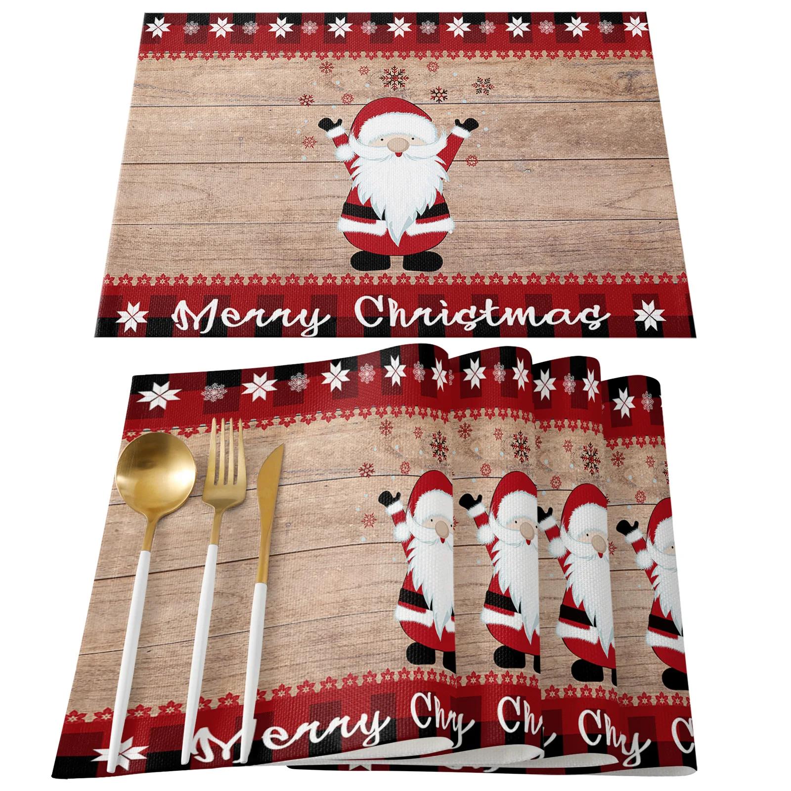 

Christmas Placemats Vintage Xmas Place Mats Washable Dining Placemat for Kitchen Party Decor Christmas Dining Table Accessories 2pcs 30x45cm