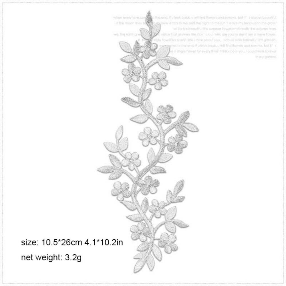 DIY 10.5*26cm Cloth Patches Embroidery Long Decorative Flowers Iron on Patch Adhesive Backing Vine Leaves Cheongsam Bag Patch
