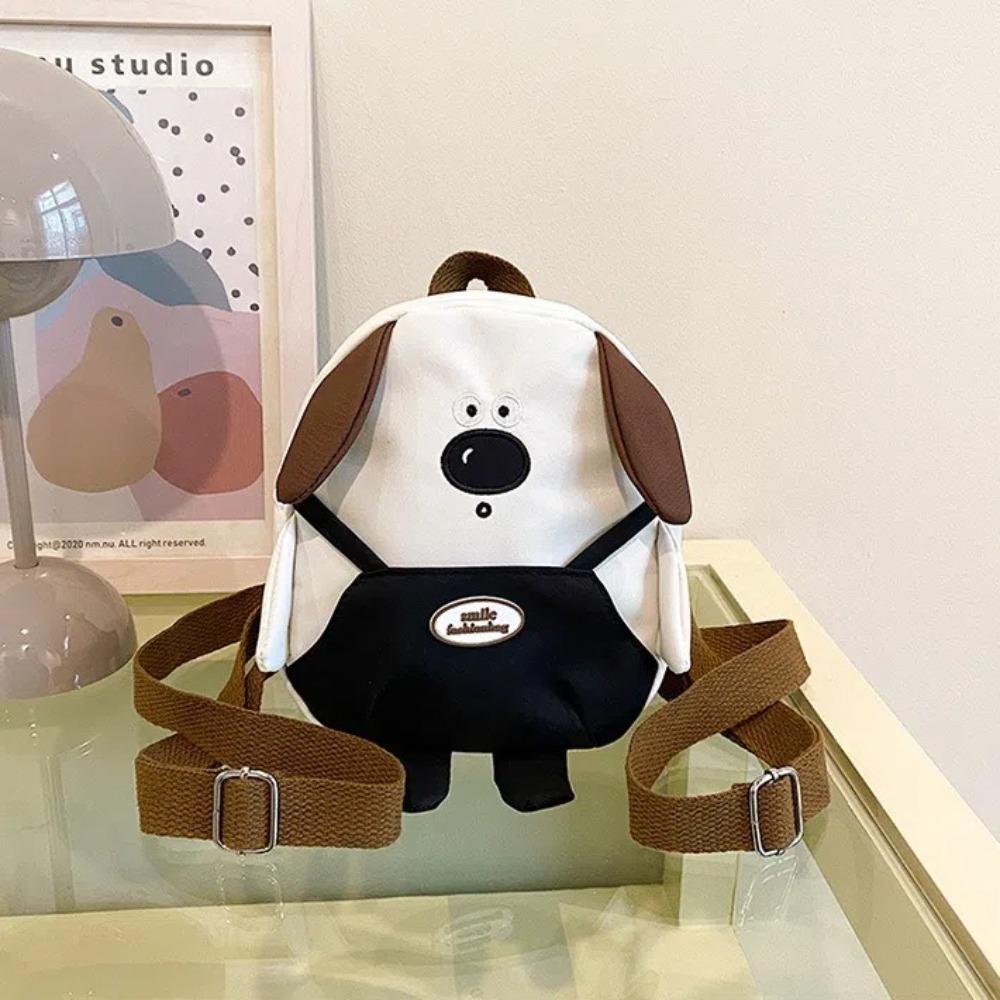 Cute Cartoon Puppy Mini Backpacks Canvas Adjustable Strap Students Backpacks Zipper Shoulder Bags Students