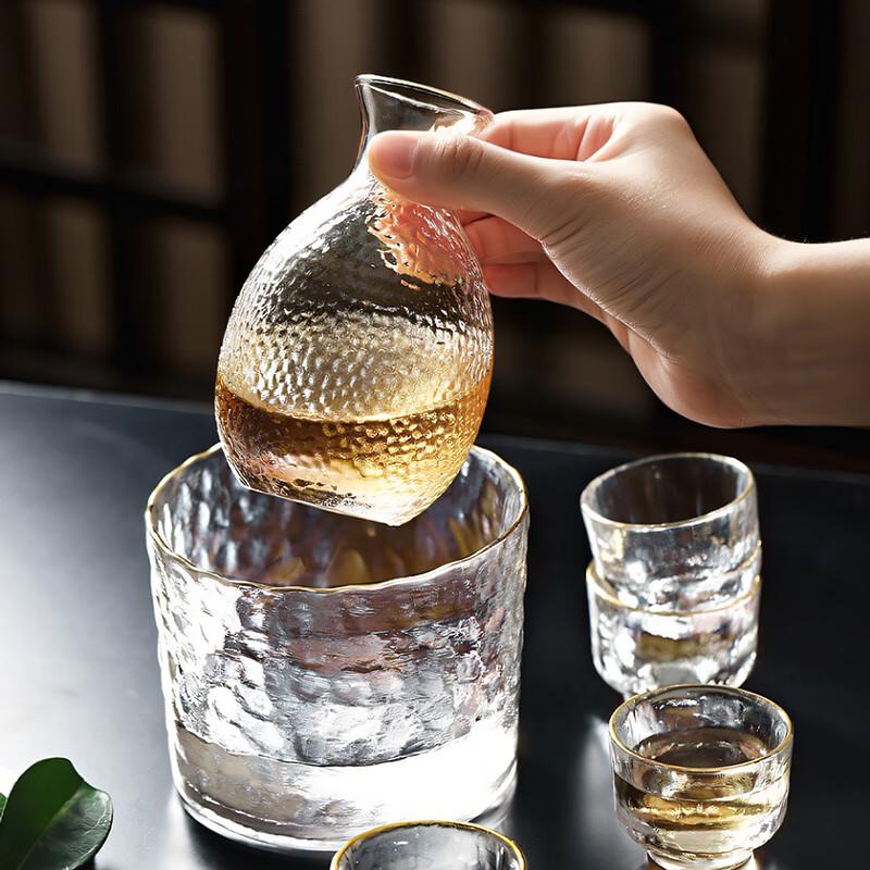 CLITON Japanisches Gehämmertes Glas Sake & Wein Servierset