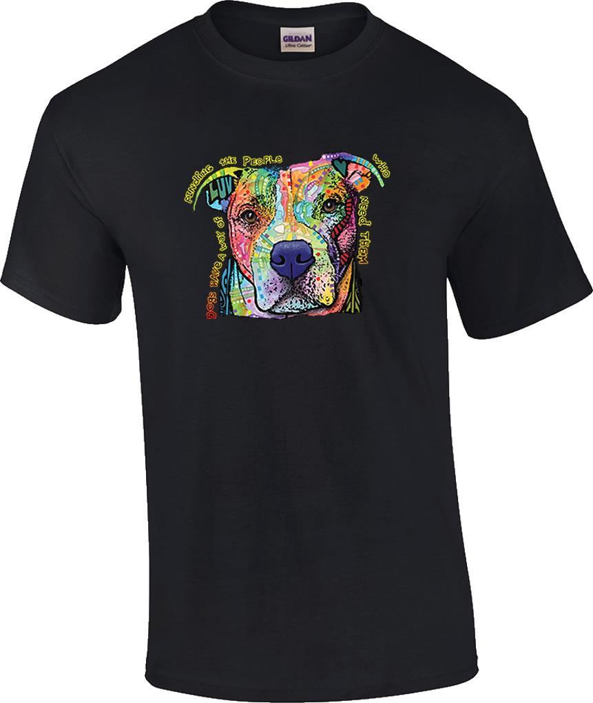 Dean Russo Dogs Have Way Finding People Who Need Them Patchwork Pitbull T-Shirt S